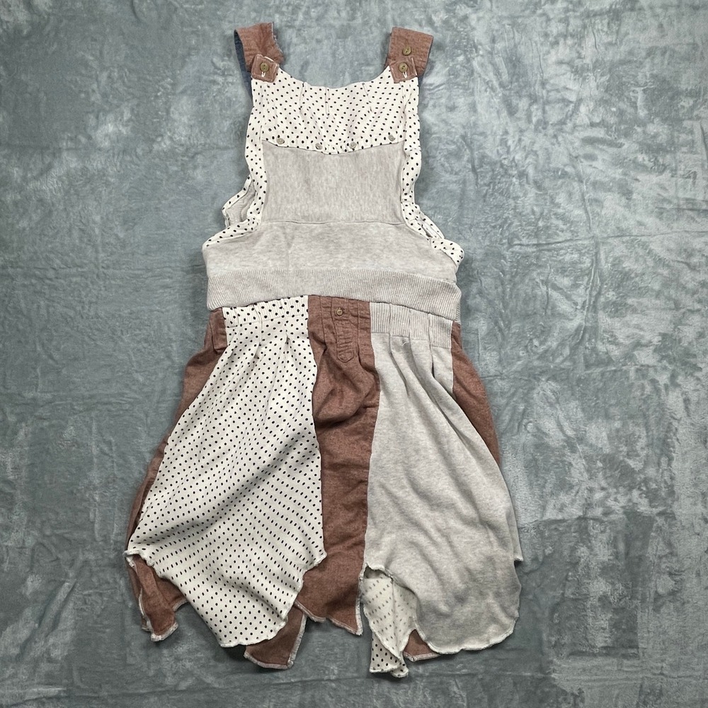 Patchwork‎ Pinafore Dress Women Polka Dot Handkerchief Hem Boho Cottagecore M